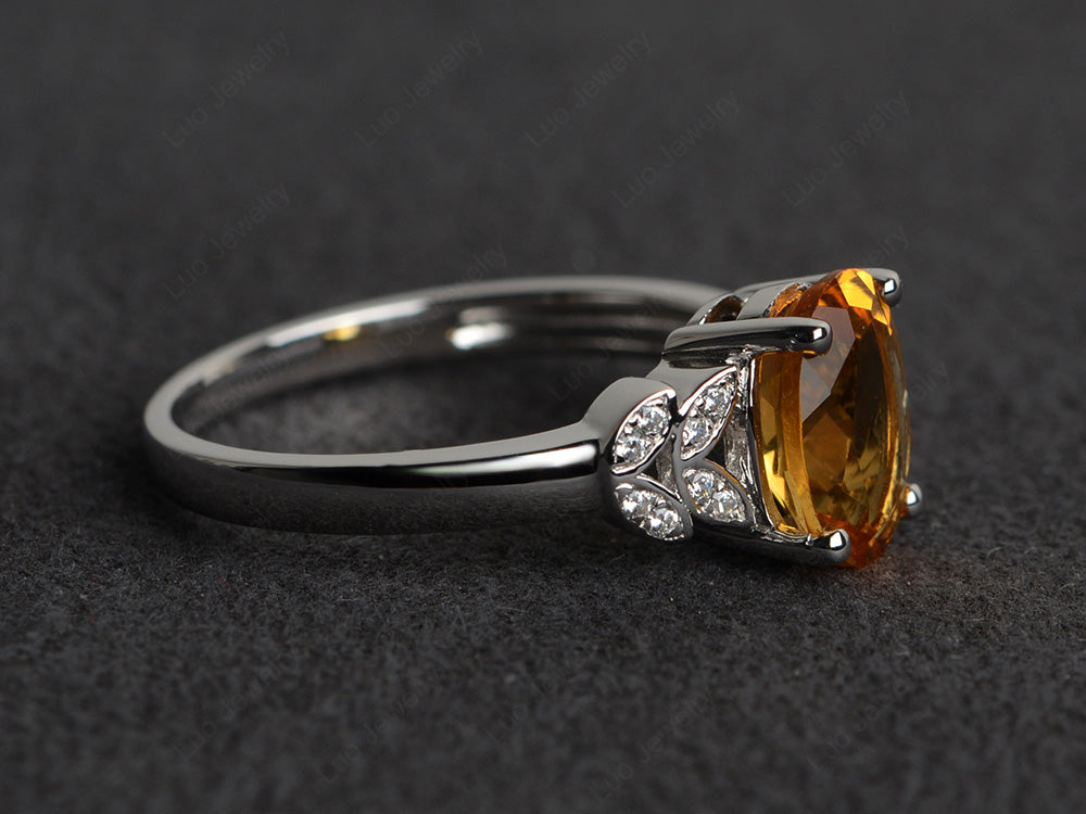 Citrine Promise Ring For Women White Gold - LUO Jewelry