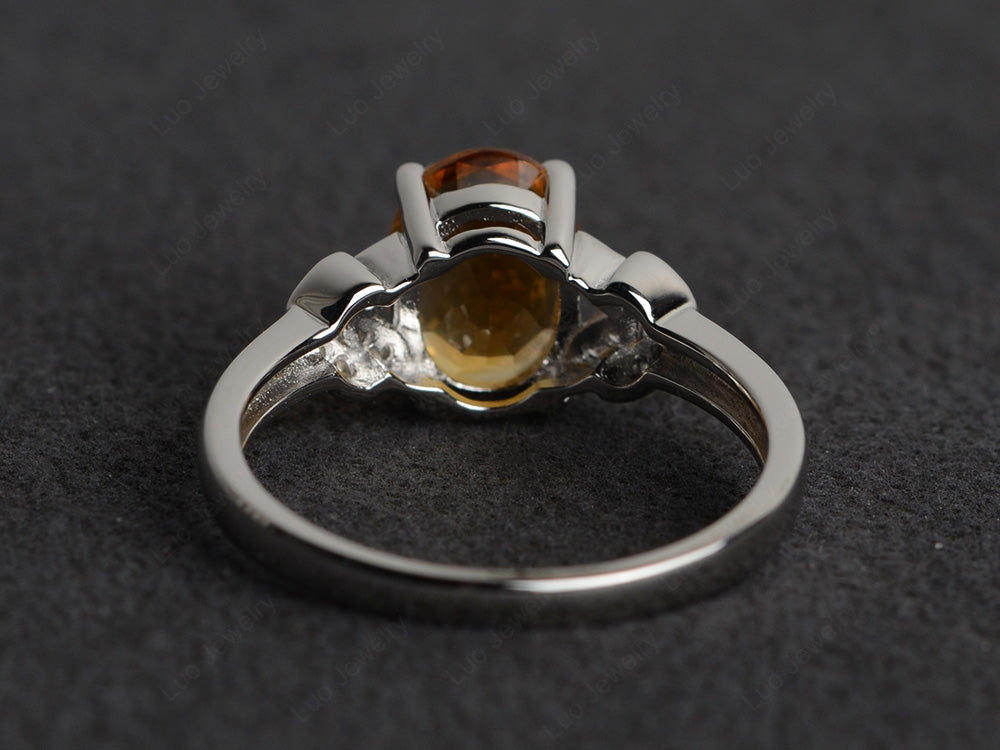 Citrine Promise Ring For Women White Gold - LUO Jewelry