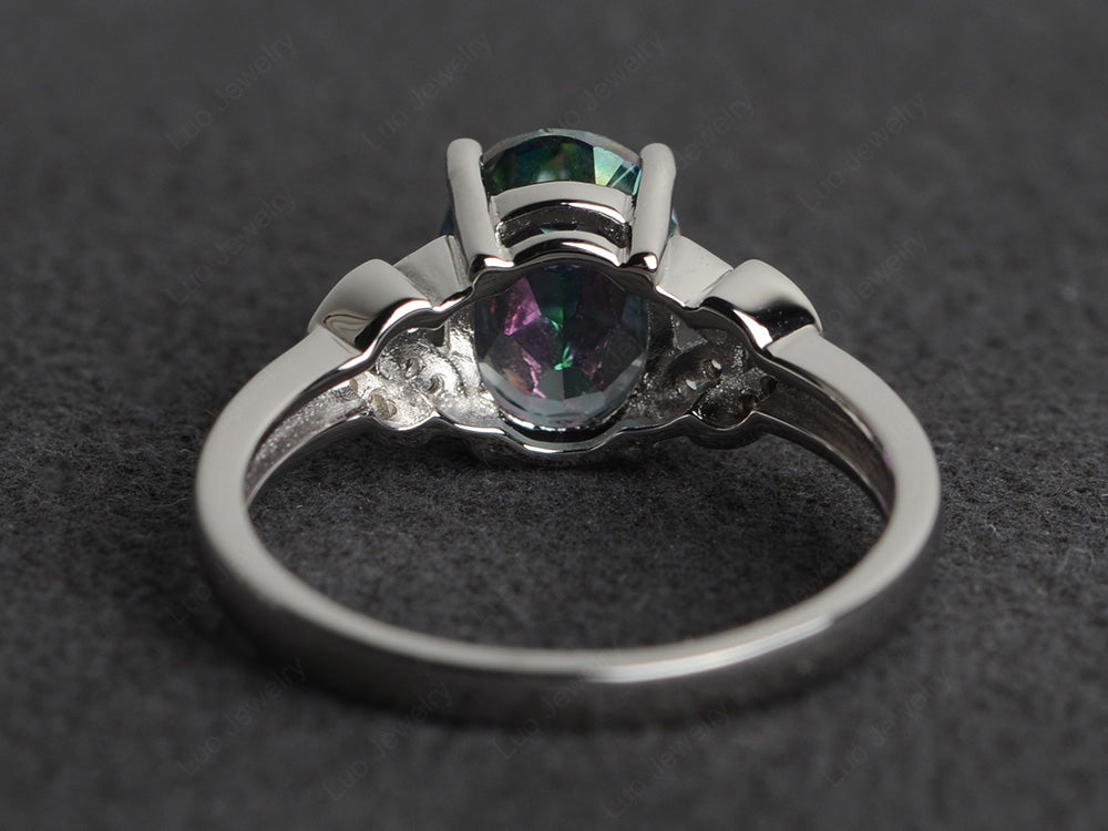 Mystic Topaz Promise Ring For Women White Gold - LUO Jewelry