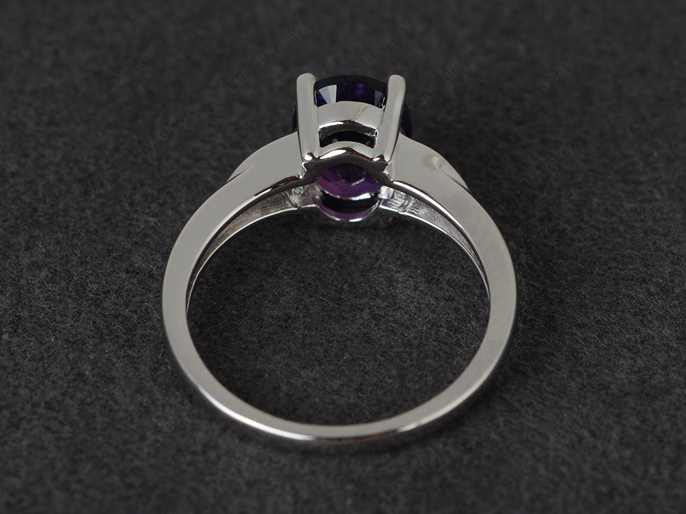 Amethyst Engagement Ring Oval Cut White Gold - LUO Jewelry