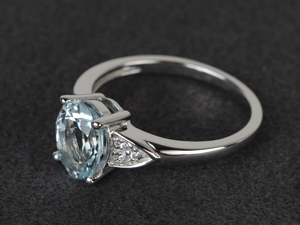 Aquamarine Engagement Ring Oval Cut White Gold - LUO Jewelry