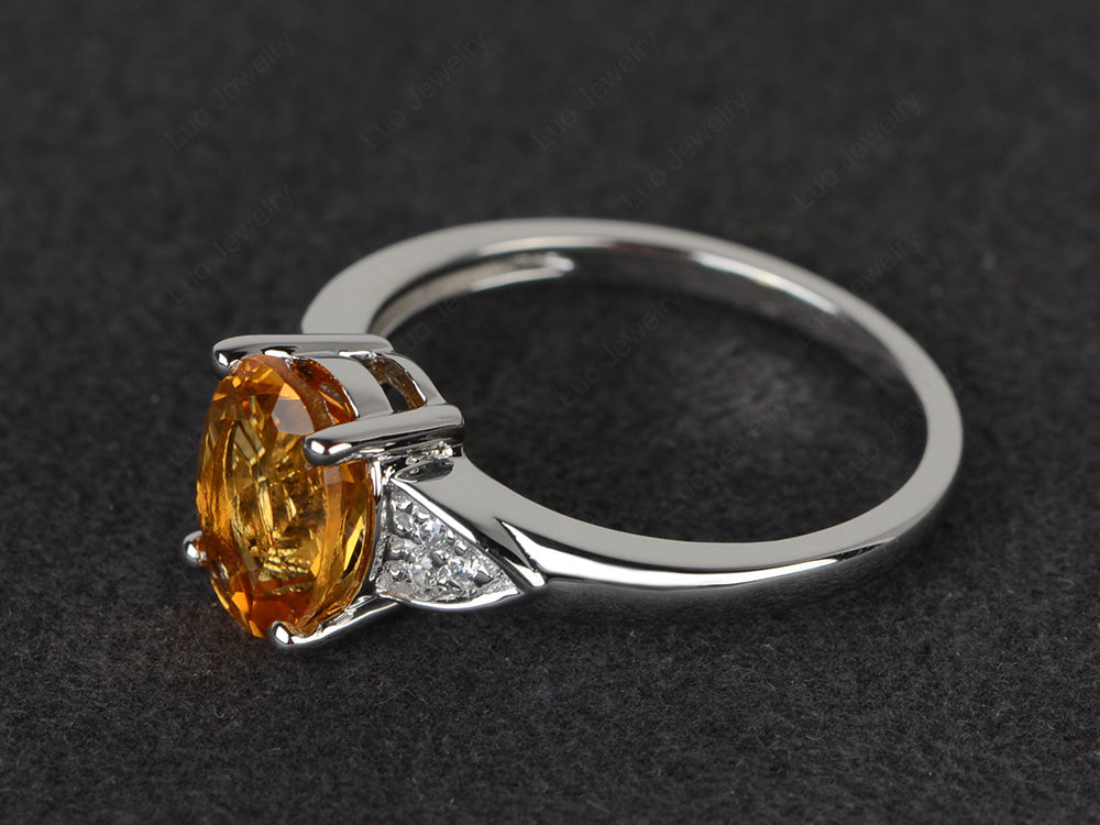 Citrine Engagement Ring Oval Cut White Gold - LUO Jewelry