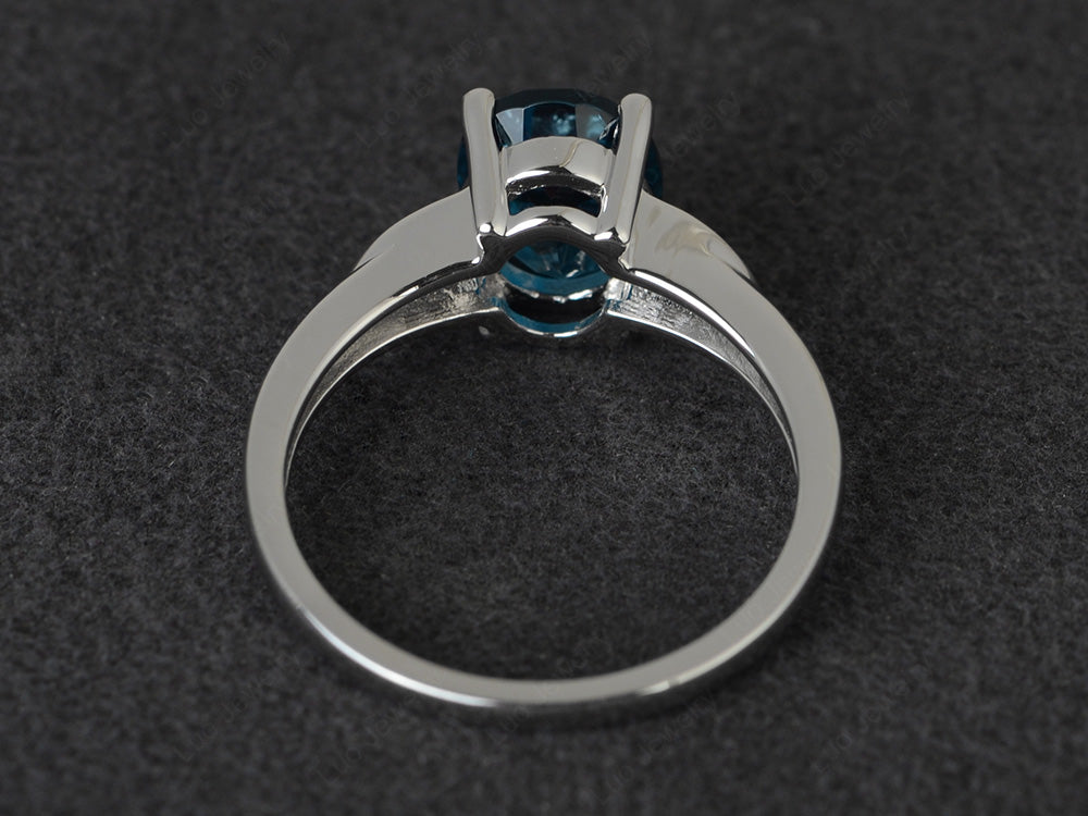 London Blue Topaz Engagement Ring Oval Cut White Gold - LUO Jewelry