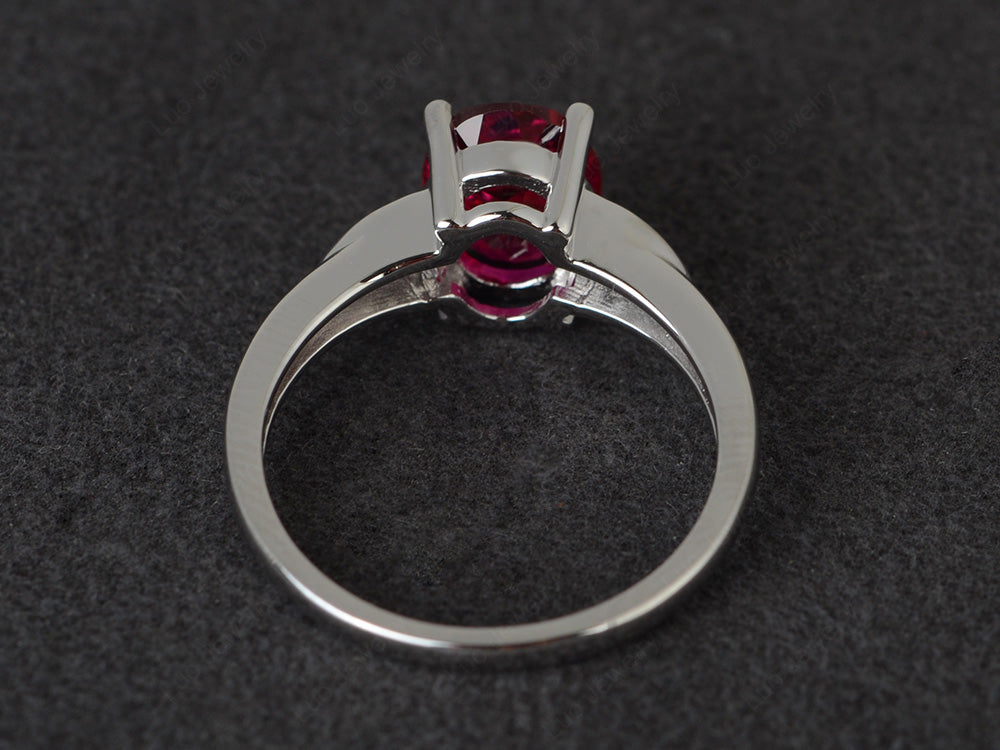 Ruby Engagement Ring Oval Cut White Gold - LUO Jewelry