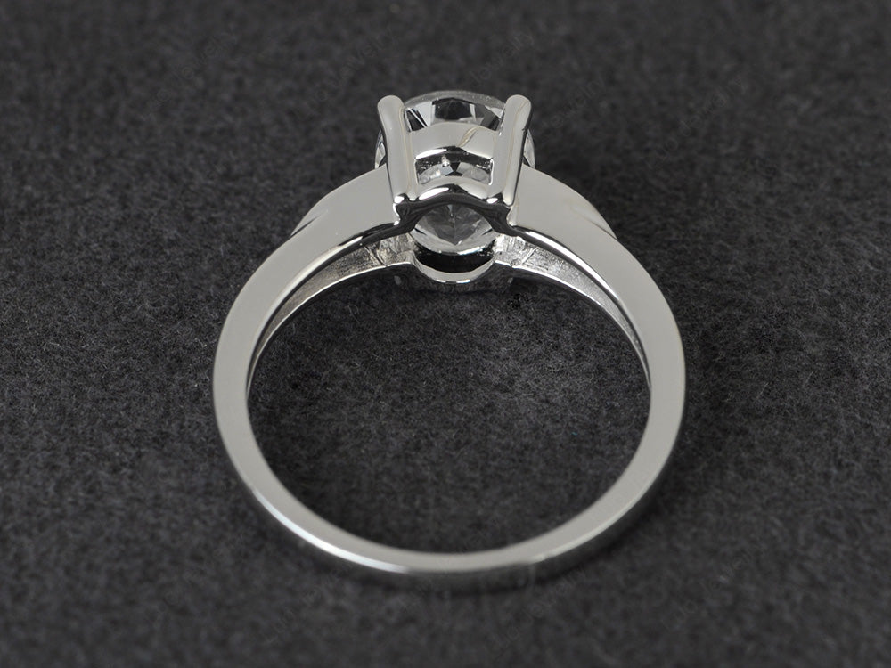 White Topaz Engagement Ring Oval Cut White Gold - LUO Jewelry