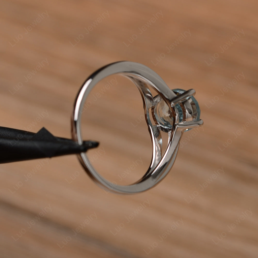 Split Shank Oval Engagement Ring Aquamarine - LUO Jewelry