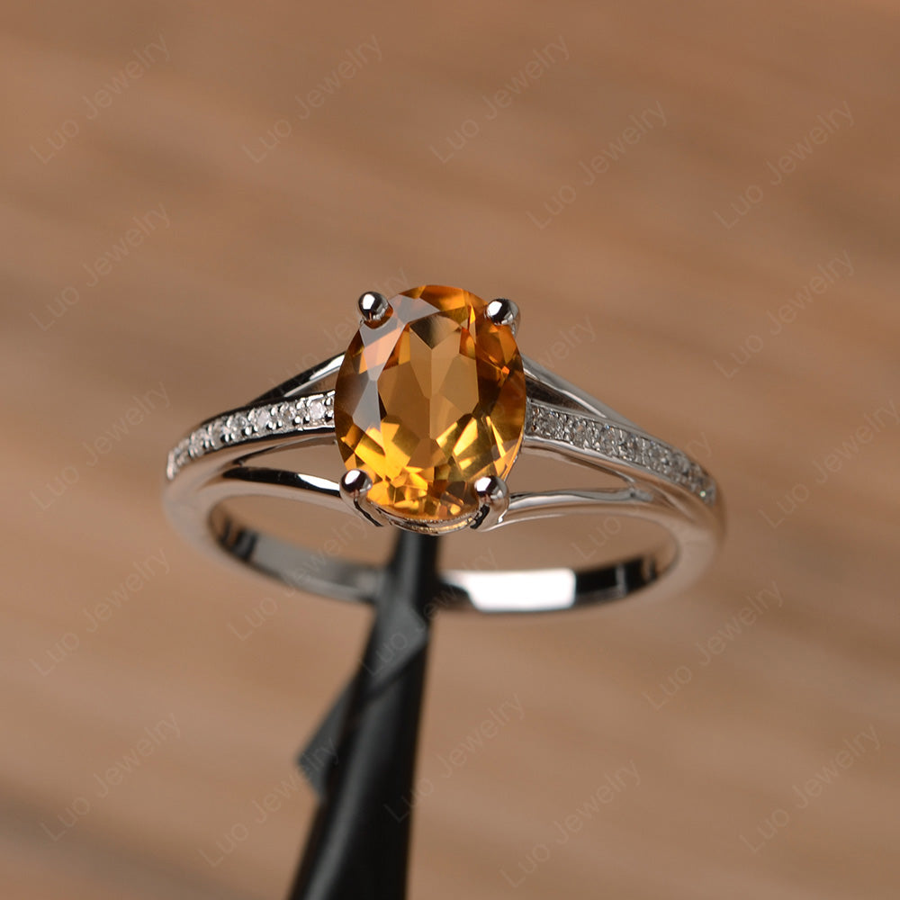 Split Shank Oval Engagement Ring Citrine - LUO Jewelry