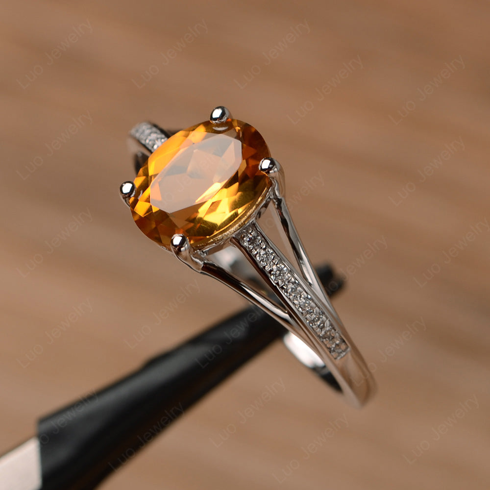 Split Shank Oval Engagement Ring Citrine - LUO Jewelry