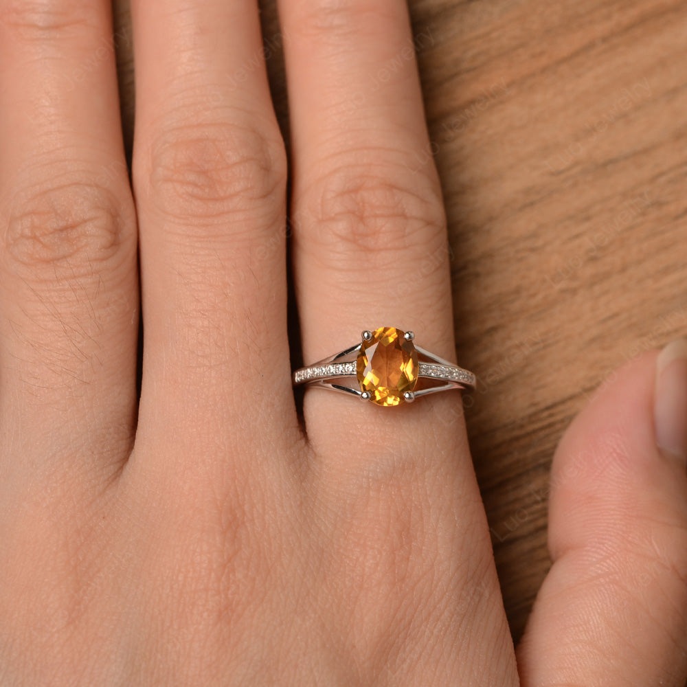 Split Shank Oval Engagement Ring Citrine - LUO Jewelry