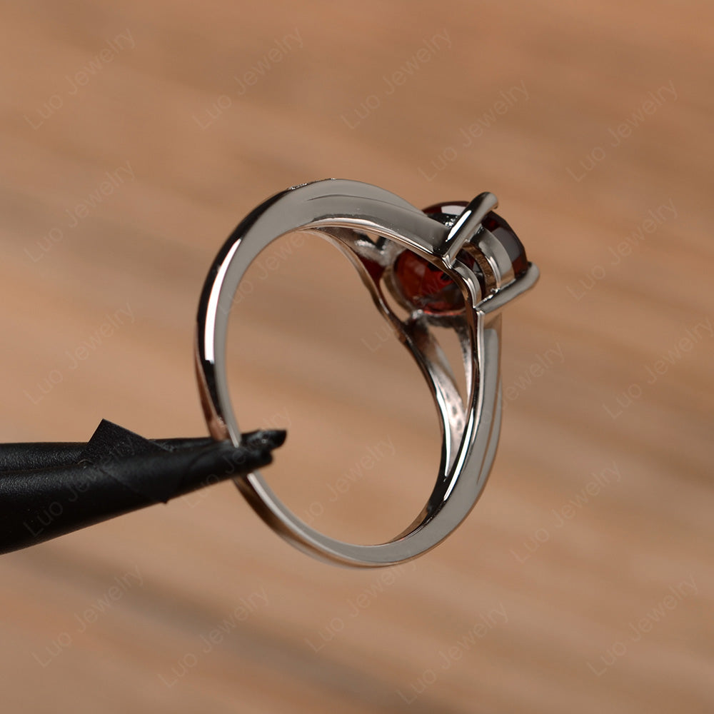 Split Shank Oval Engagement Ring Garnet - LUO Jewelry