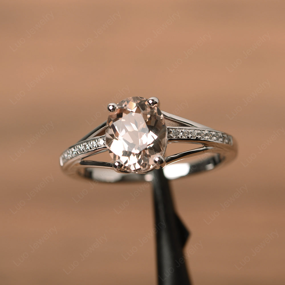 Split Shank Oval Engagement Ring Morganite - LUO Jewelry