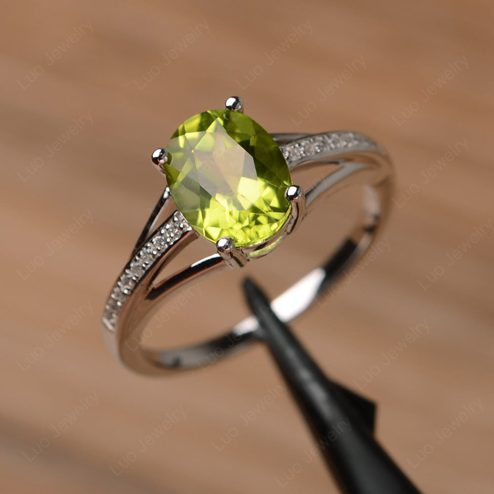 Split Shank Oval Engagement Ring Peridot - LUO Jewelry