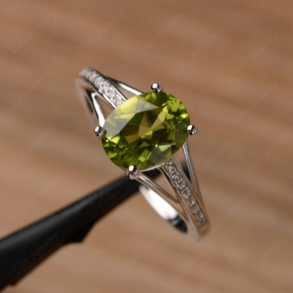 Split Shank Oval Engagement Ring Peridot - LUO Jewelry