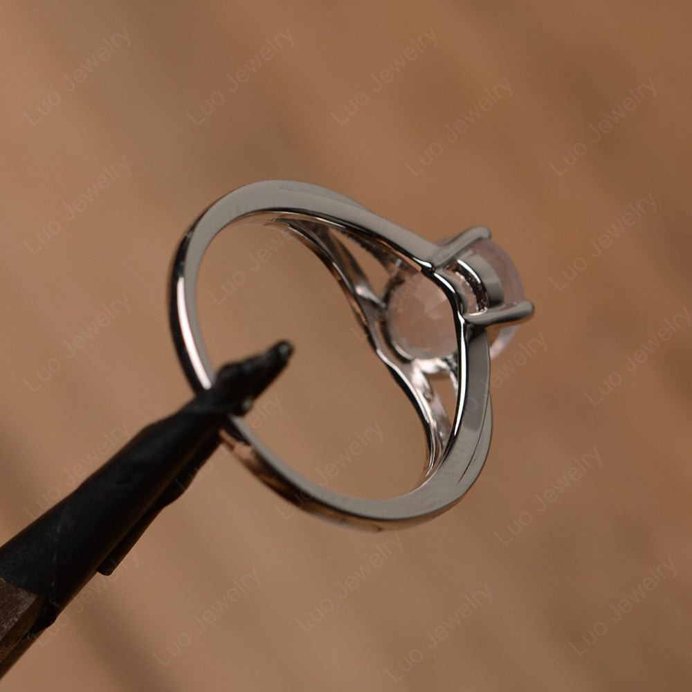 Split Shank Oval Engagement Ring Rose Quartz - LUO Jewelry
