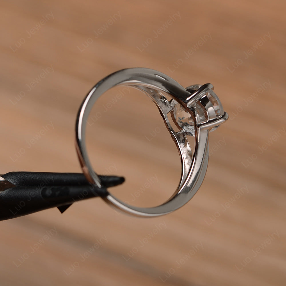 Split Shank Oval Engagement Ring White Topaz - LUO Jewelry