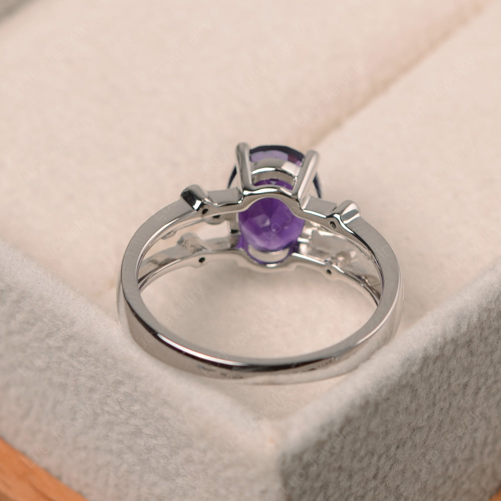 Oval Shaped Amethyst Ring Art Deco Silver - LUO Jewelry