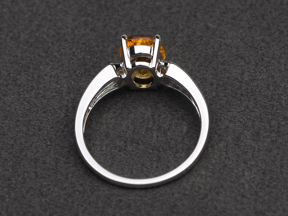 Oval Cut Citrine Ring With Channel Set Band - LUO Jewelry
