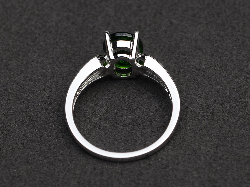 Oval Cut Diopside Ring With Channel Set Band - LUO Jewelry