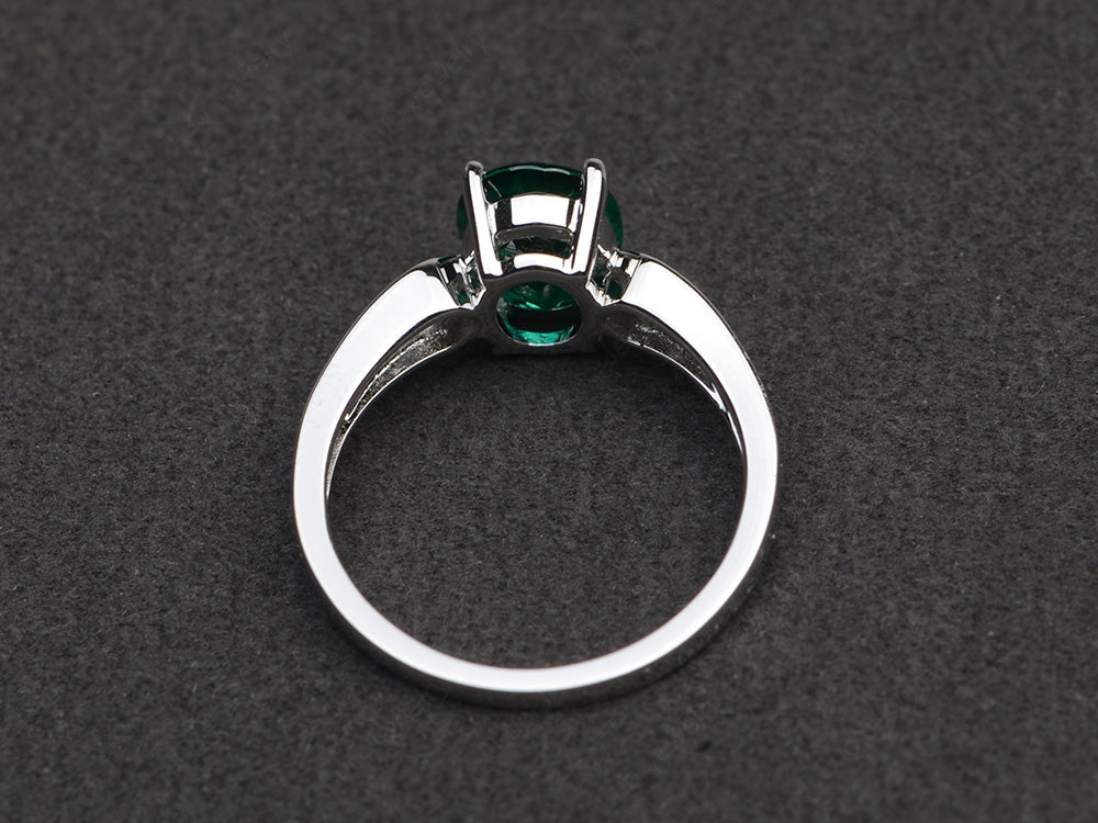 Oval Cut Lab Emerald Ring With Channel Set Band - LUO Jewelry
