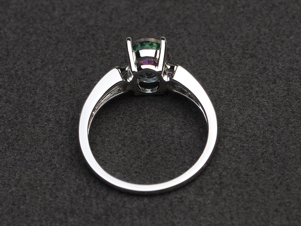 Oval Cut Mystic Topaz Ring With Channel Set Band - LUO Jewelry