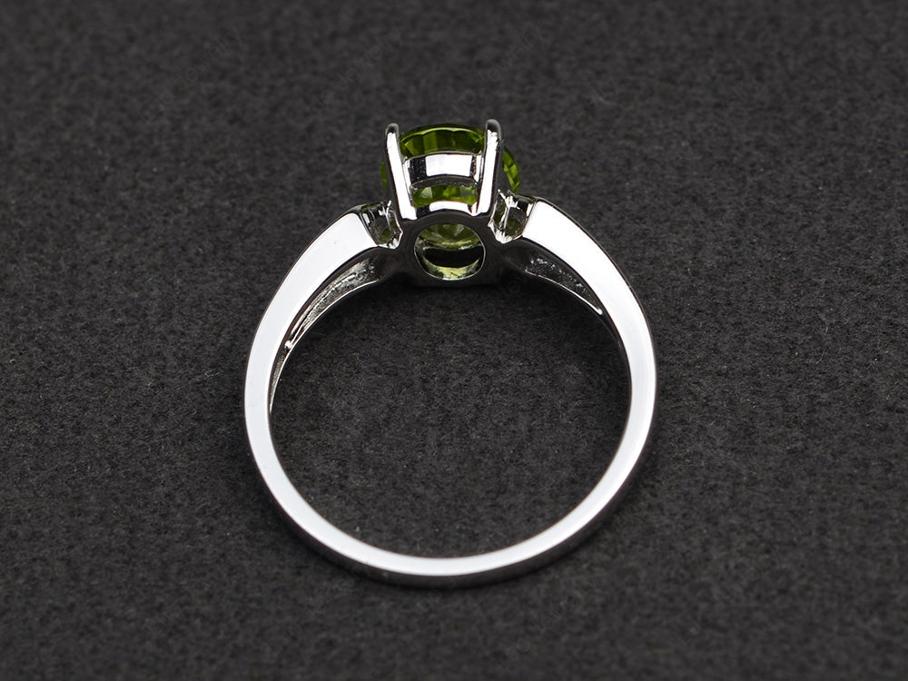 Oval Cut Peridot Ring With Channel Set Band - LUO Jewelry