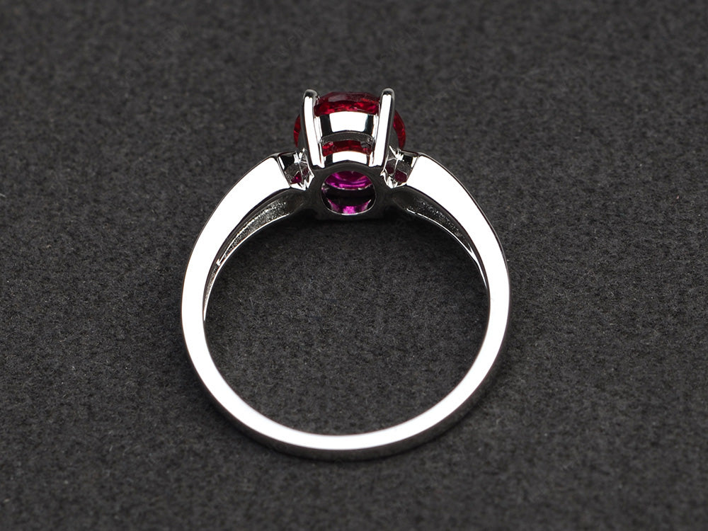 Oval Cut Ruby Ring With Channel Set Band - LUO Jewelry