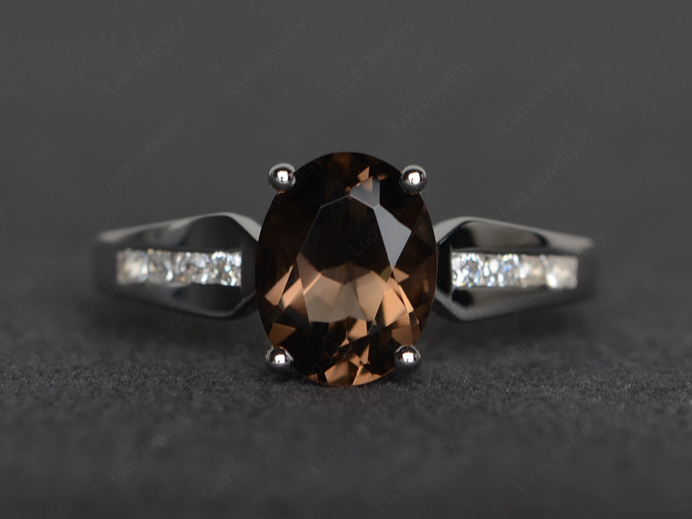 Oval Cut Smoky Quartz Ring - LUO Jewelry