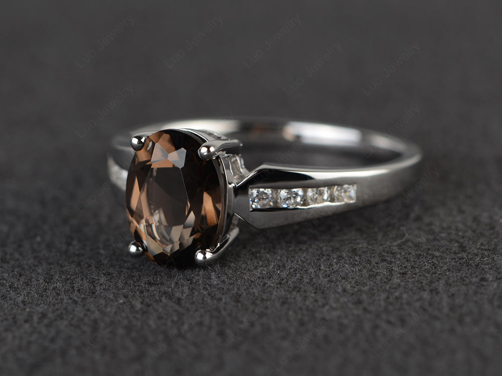 Oval Cut Smoky Quartz Ring - LUO Jewelry