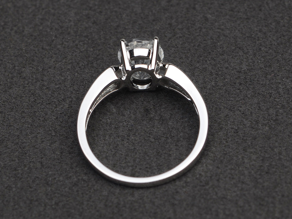 Oval Cut White Topaz Ring With Channel Set Band - LUO Jewelry