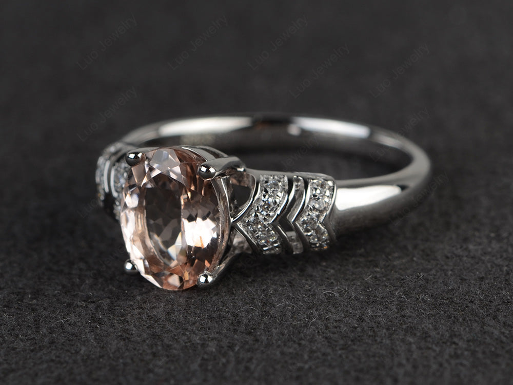 Oval Oval Morganite Rings Art Deco Rose Gold - LUO Jewelry