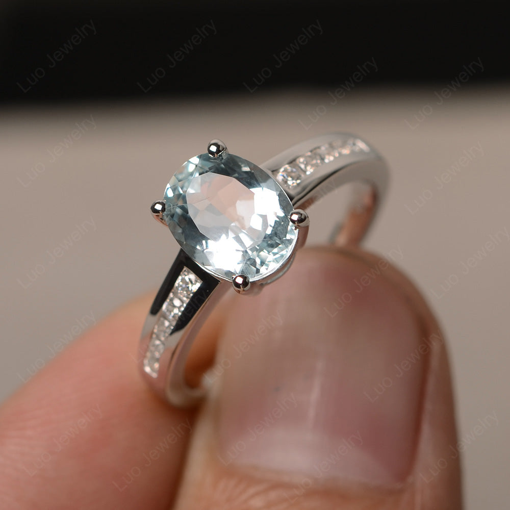 Aquamarine Engagement Ring Oval Cut Rose Gold - LUO Jewelry