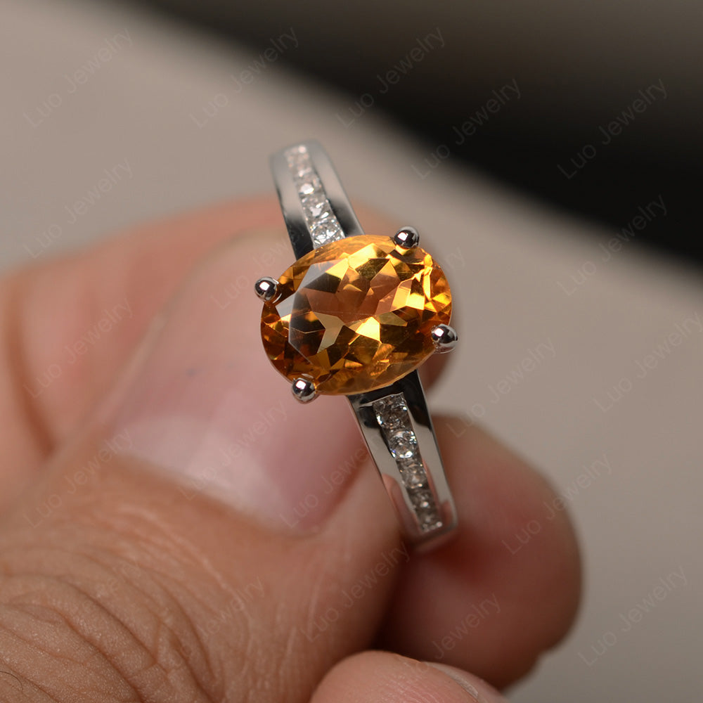 Citrine Engagement Ring Oval Cut Rose Gold - LUO Jewelry