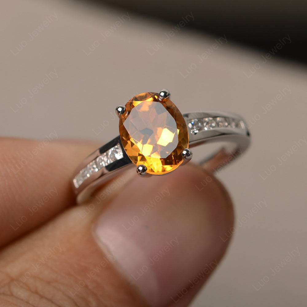 Citrine Engagement Ring Oval Cut Rose Gold - LUO Jewelry