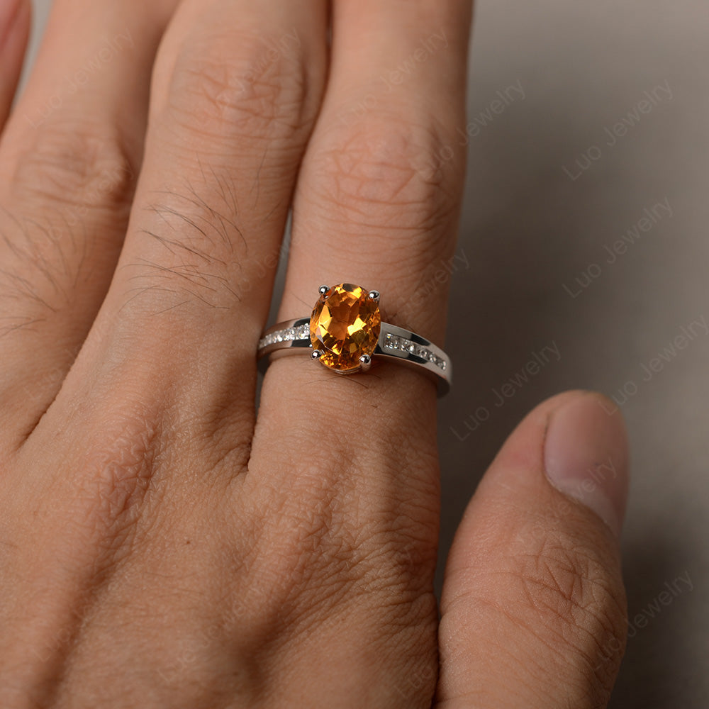 Citrine Engagement Ring Oval Cut Rose Gold - LUO Jewelry