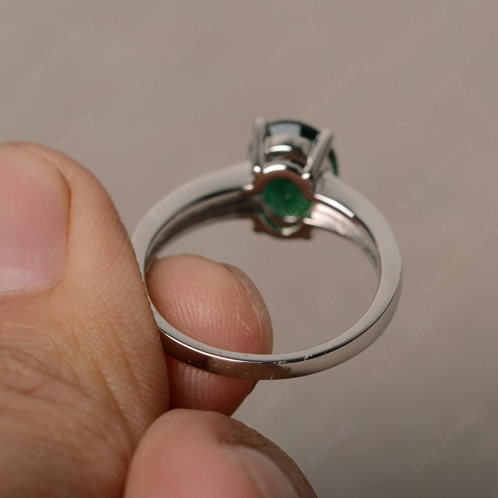 Lab Emerald Engagement Ring Oval Cut Rose Gold - LUO Jewelry