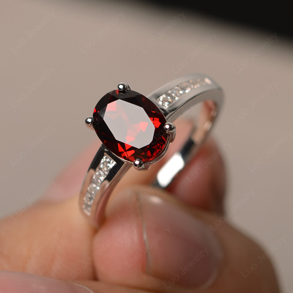 Garnet Engagement Ring Oval Cut Rose Gold - LUO Jewelry
