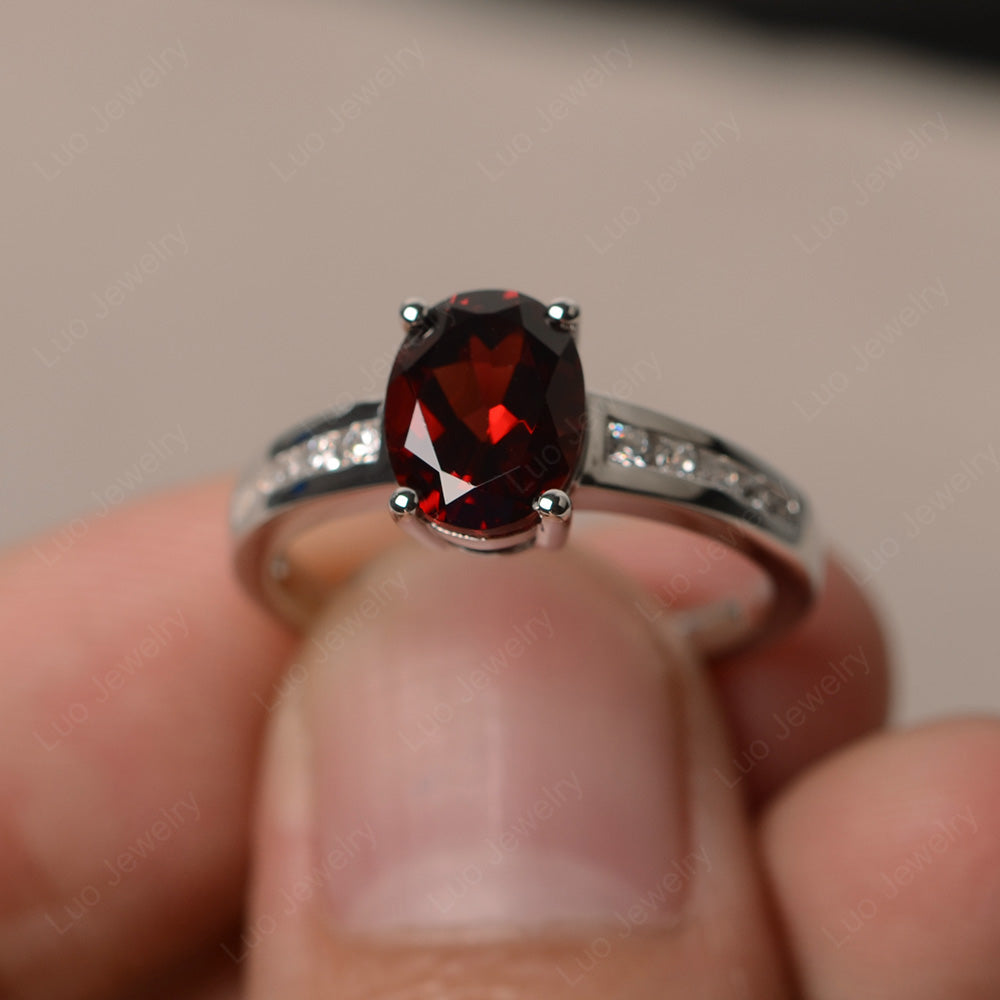 Garnet Engagement Ring Oval Cut Rose Gold - LUO Jewelry