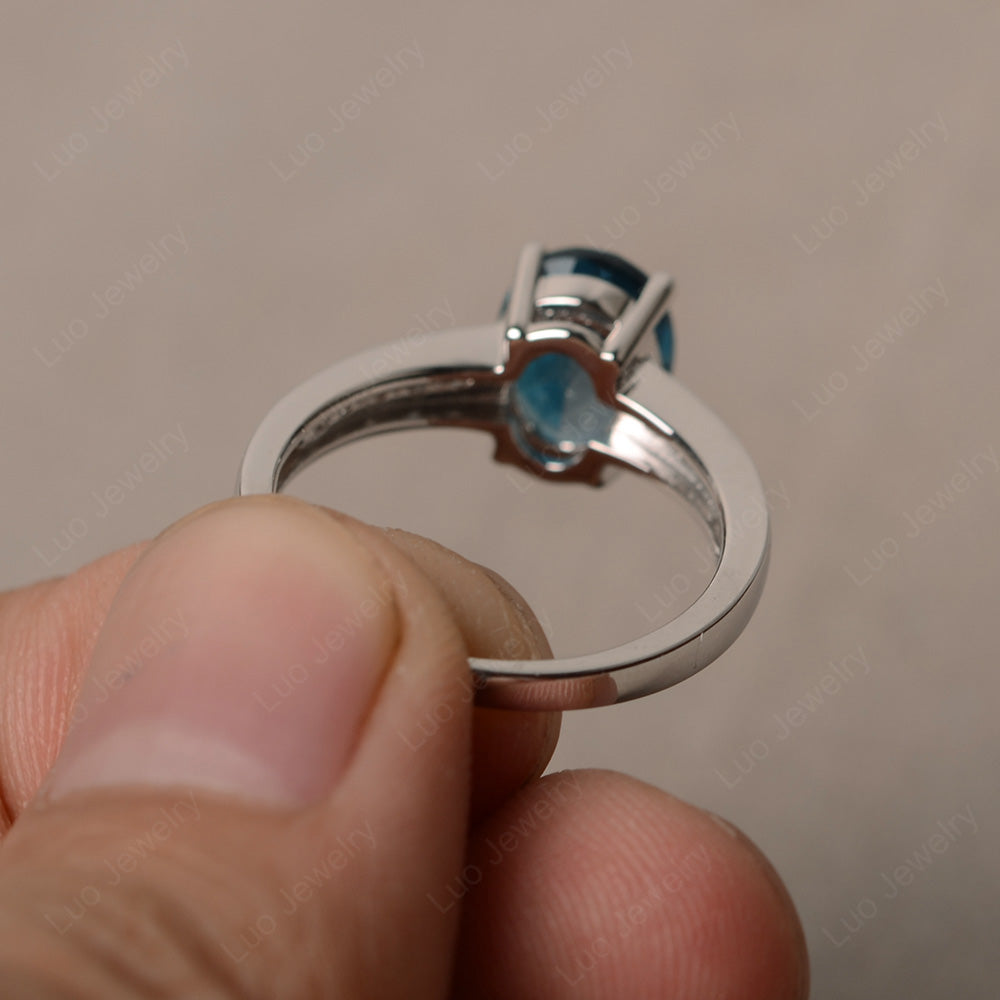London Blue Topaz Engagement Ring Oval Cut Rose Gold - LUO Jewelry