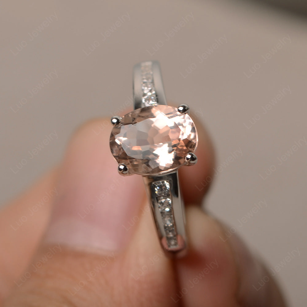 Morganite Engagement Ring Oval Cut Rose Gold - LUO Jewelry