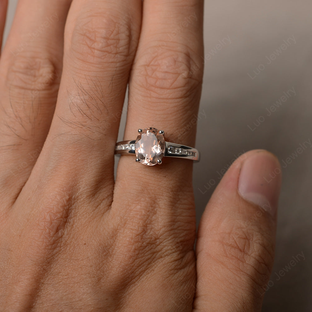 Morganite Engagement Ring Oval Cut Rose Gold - LUO Jewelry