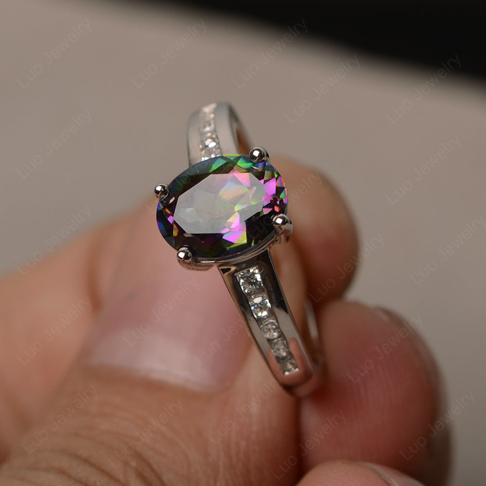 Mystic Topaz Engagement Ring Oval Cut Rose Gold - LUO Jewelry