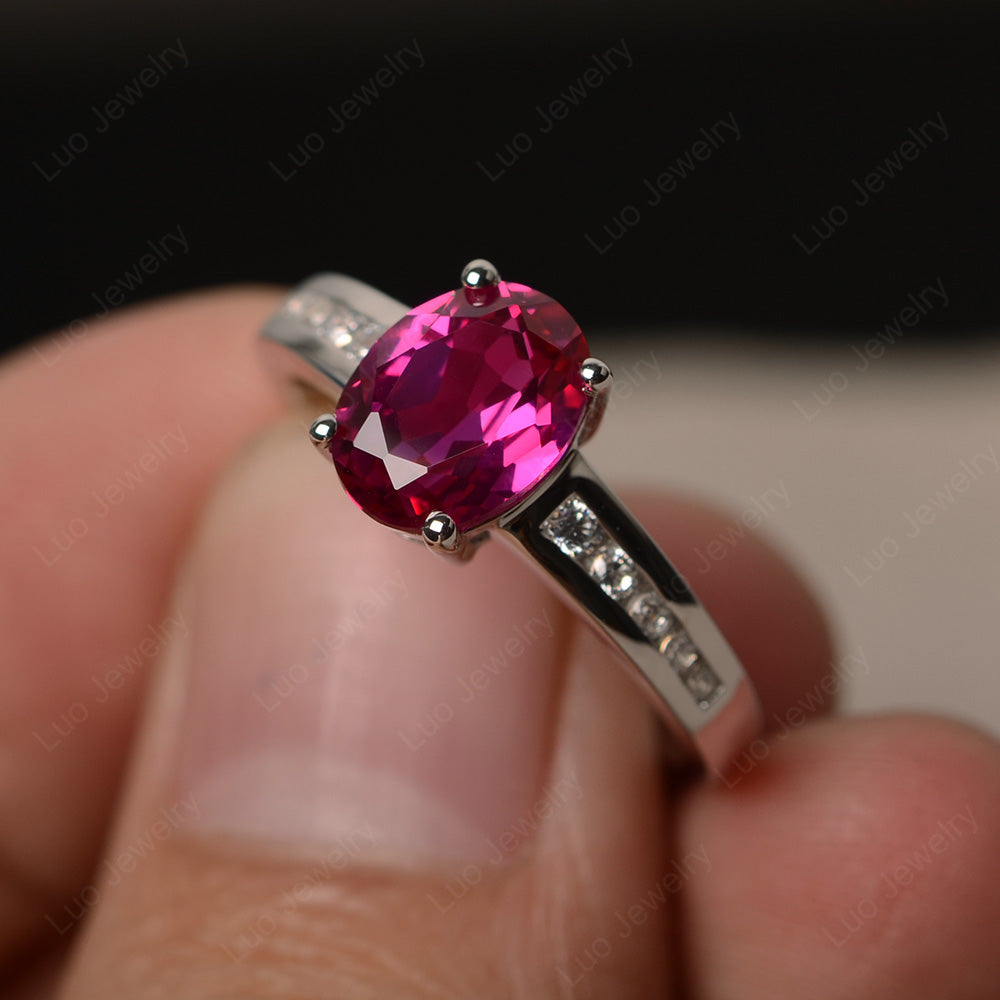 Ruby Engagement Ring Oval Cut Rose Gold - LUO Jewelry