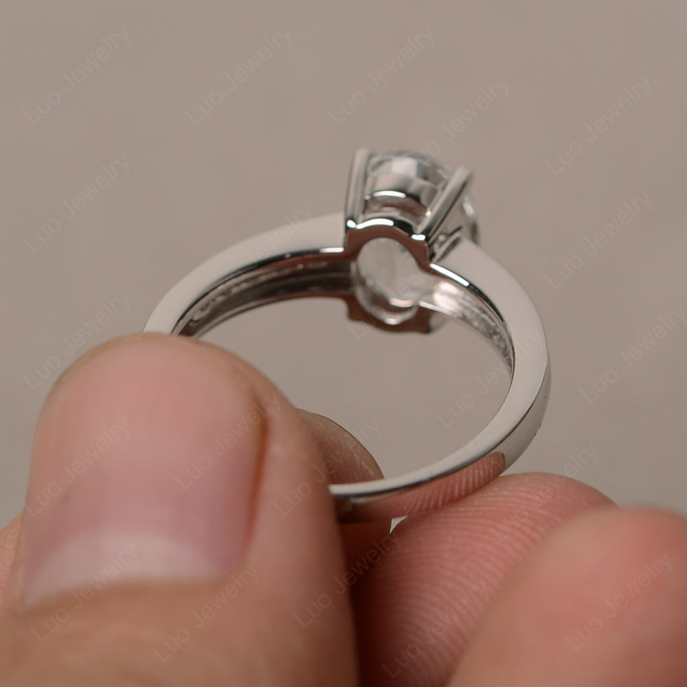 White Topaz Engagement Ring Oval Cut Rose Gold - LUO Jewelry