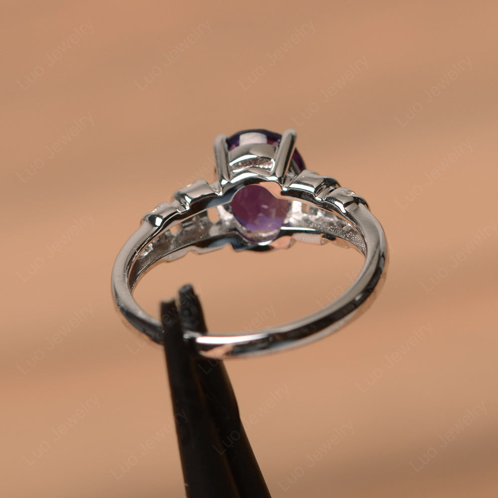 Oval Cut Amethyst Promise Ring Sterling Silver - LUO Jewelry