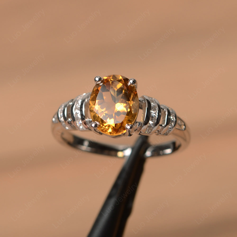 Oval Cut Citrine Promise Ring Sterling Silver - LUO Jewelry