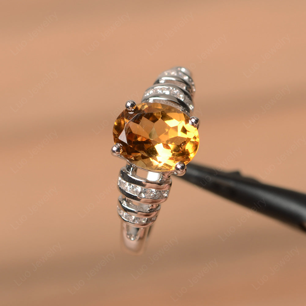 Oval Cut Citrine Promise Ring Sterling Silver - LUO Jewelry