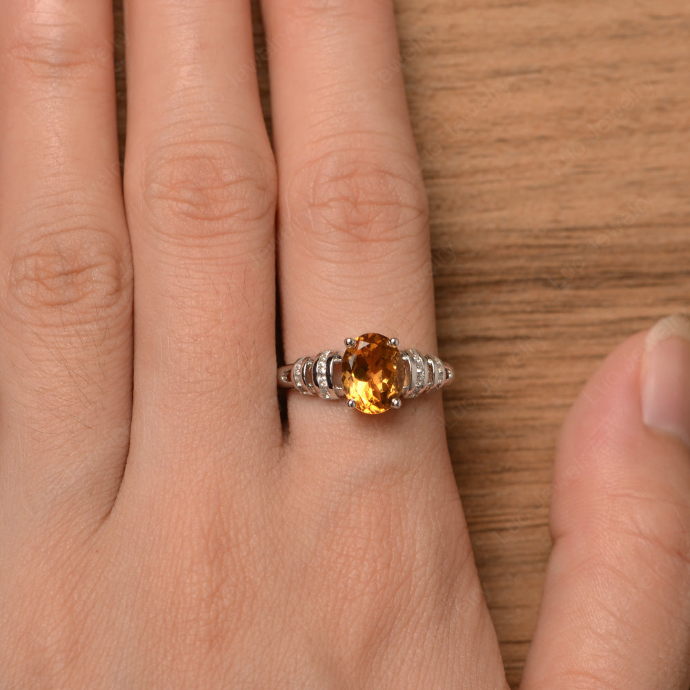 Oval Cut Citrine Promise Ring Sterling Silver - LUO Jewelry