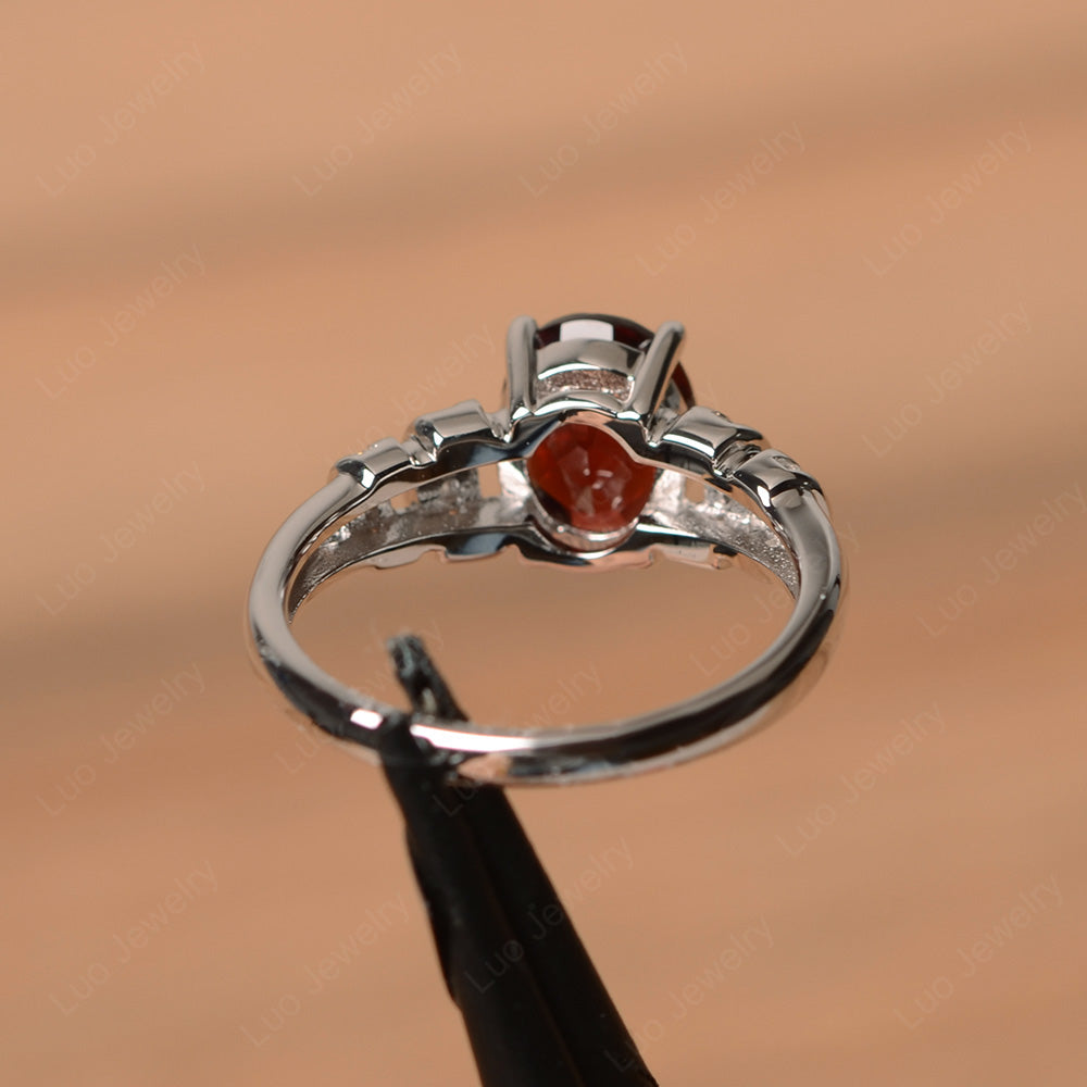 Oval Cut Garnet Promise Ring Sterling Silver - LUO Jewelry