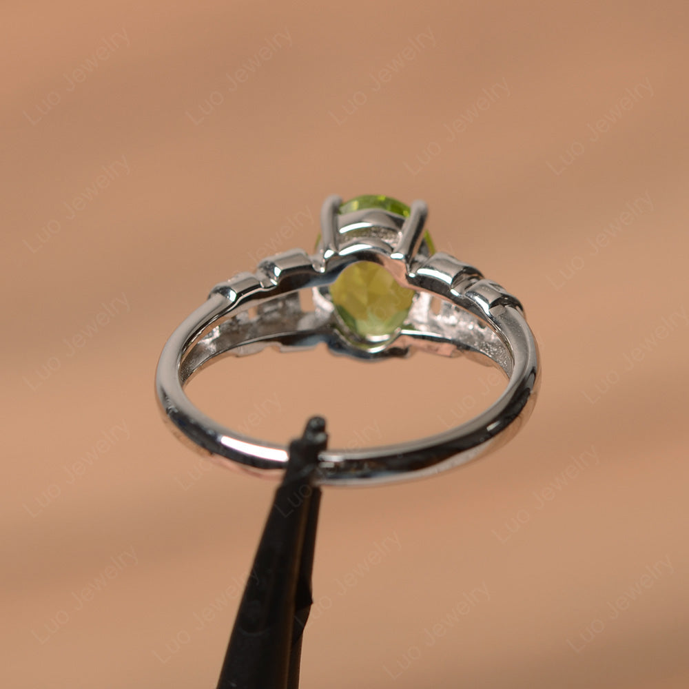 Oval Cut Peridot Promise Ring Sterling Silver - LUO Jewelry