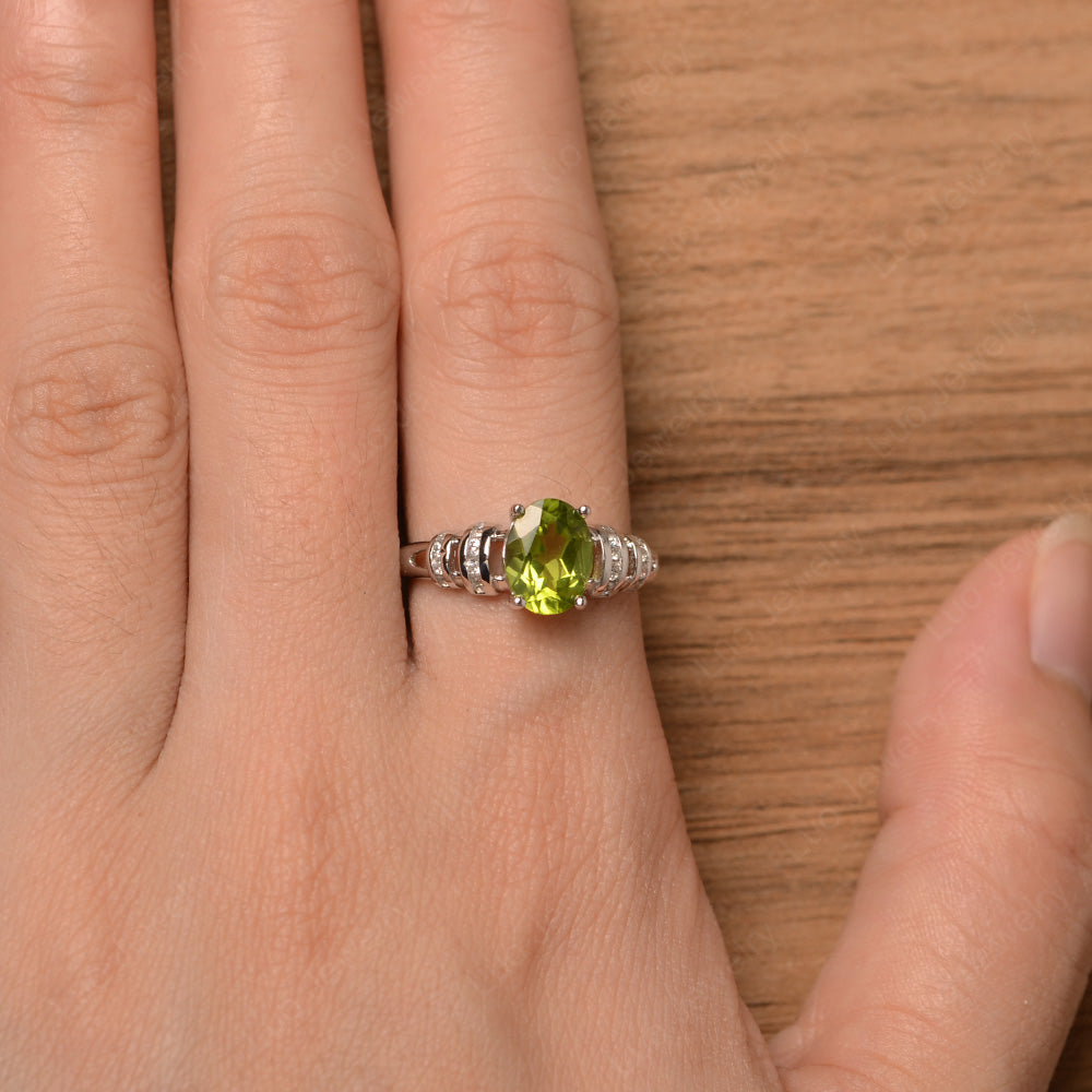 Oval Cut Peridot Promise Ring Sterling Silver - LUO Jewelry